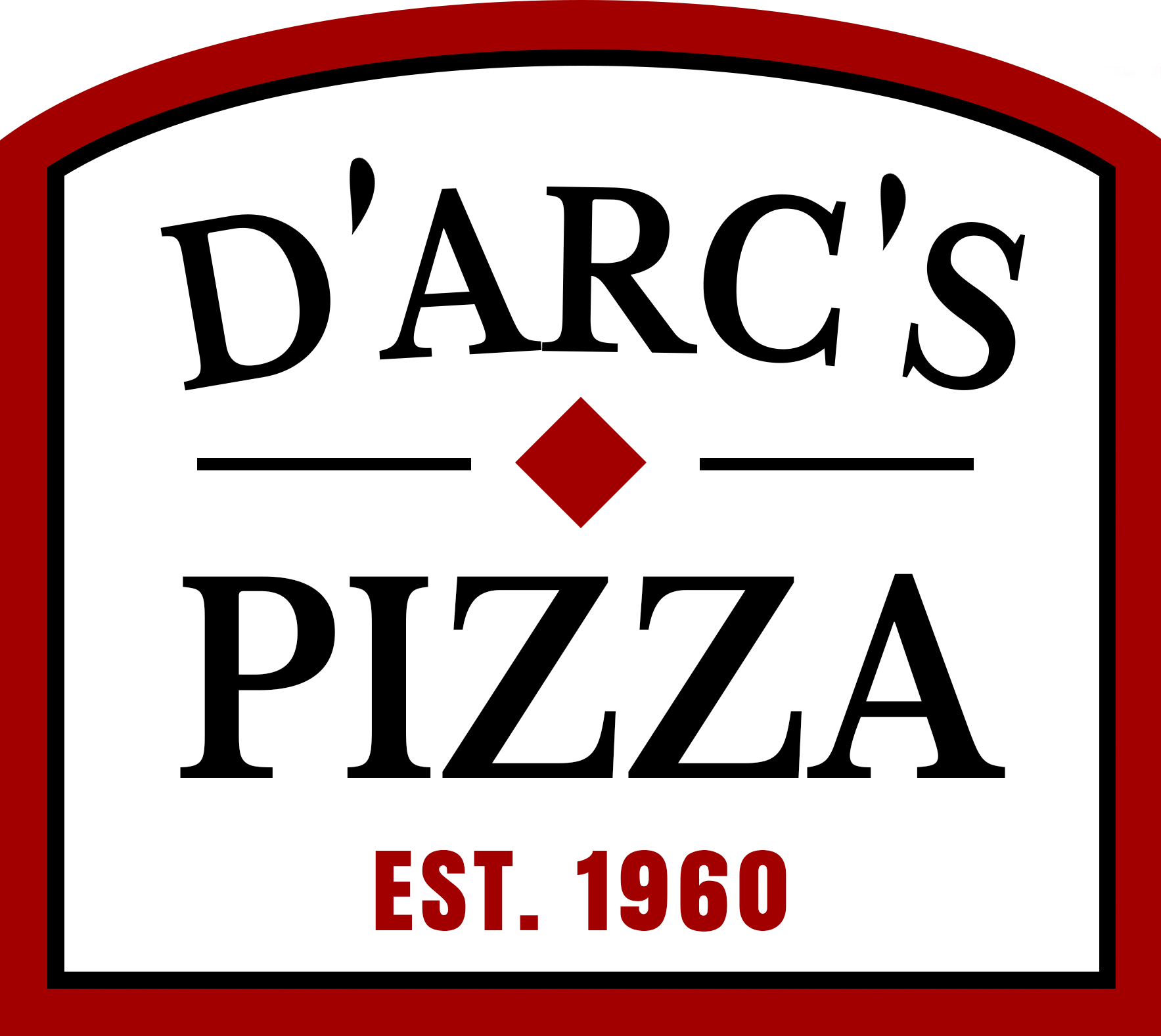 The logo for D'Arc's Pizza in Winber, PA.